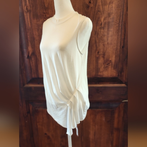 Elegant Yet Casual Saints Rouched detail White Tank Top - Picture 7 of 11